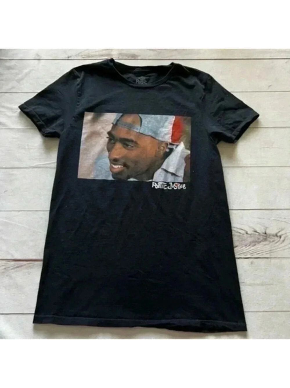 Poetic Justice Movie Tupac Shakur Mens Graphic Tee Black T-Shirt Size Sm…